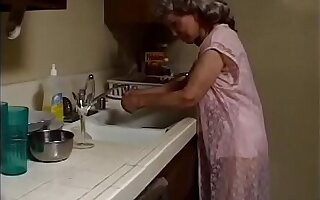 Indecent granny with grey-hair sucks off the black plumber