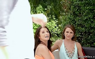 Teen and her step moms friend in threesome