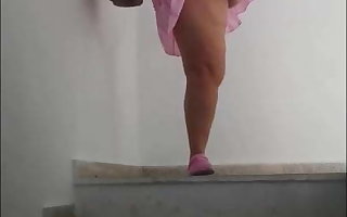 Flashing in public convenient the car park - Blonde BBW MILF